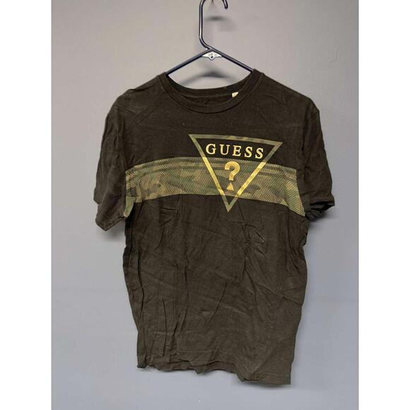 Guess Los Angeles Camo Triangle Logo T-Shirt Black Gold Size M - Picture 1 of 6